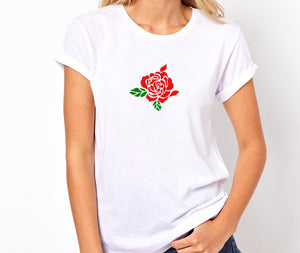 Rose Flower Unisex Handmade Quality T- Shirt.