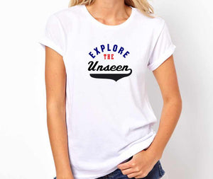 Explore The Unseen  Unisex Handmade T-Shirt.